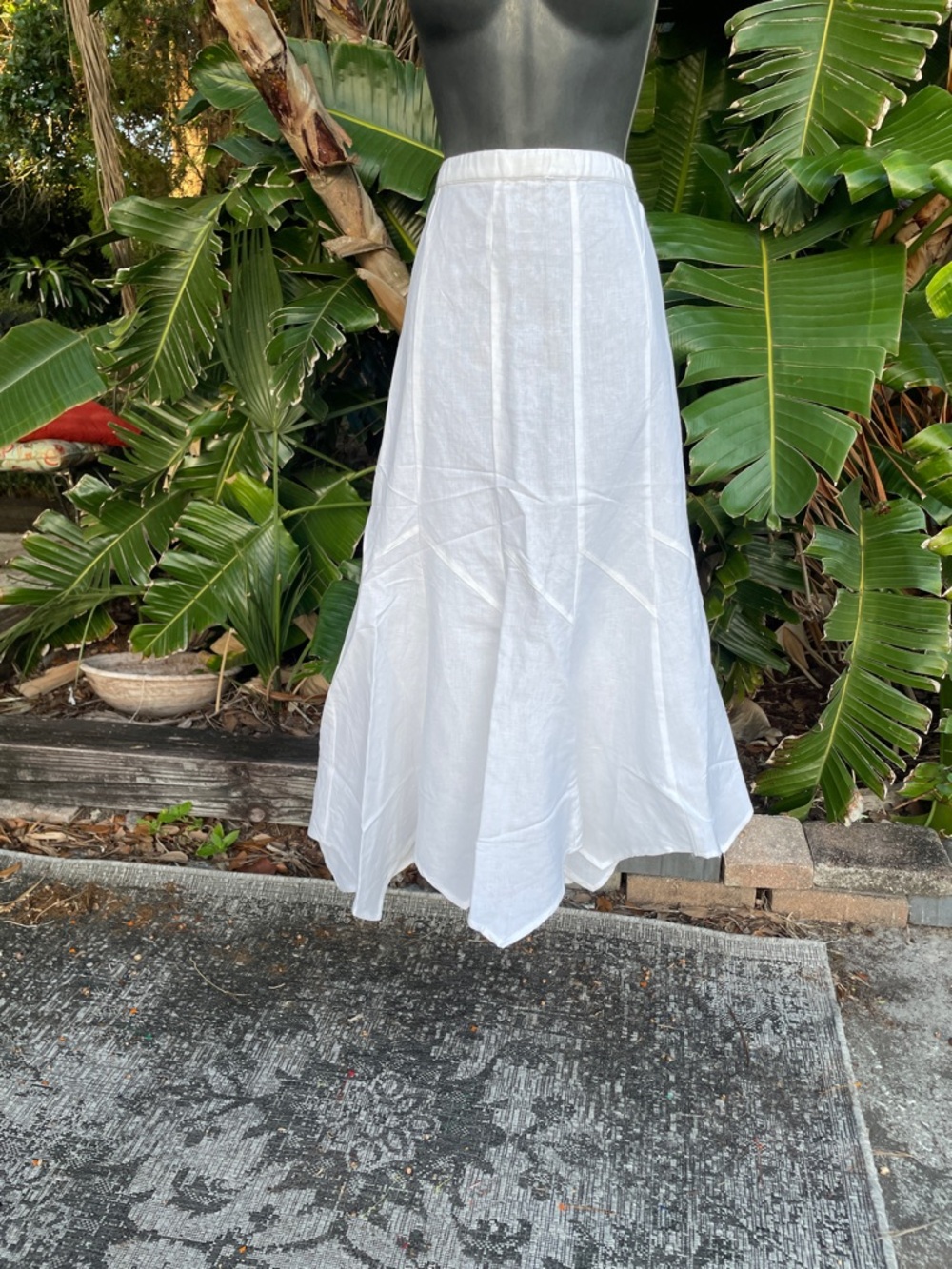 handkerchief hem, linen blend maxi skirt
